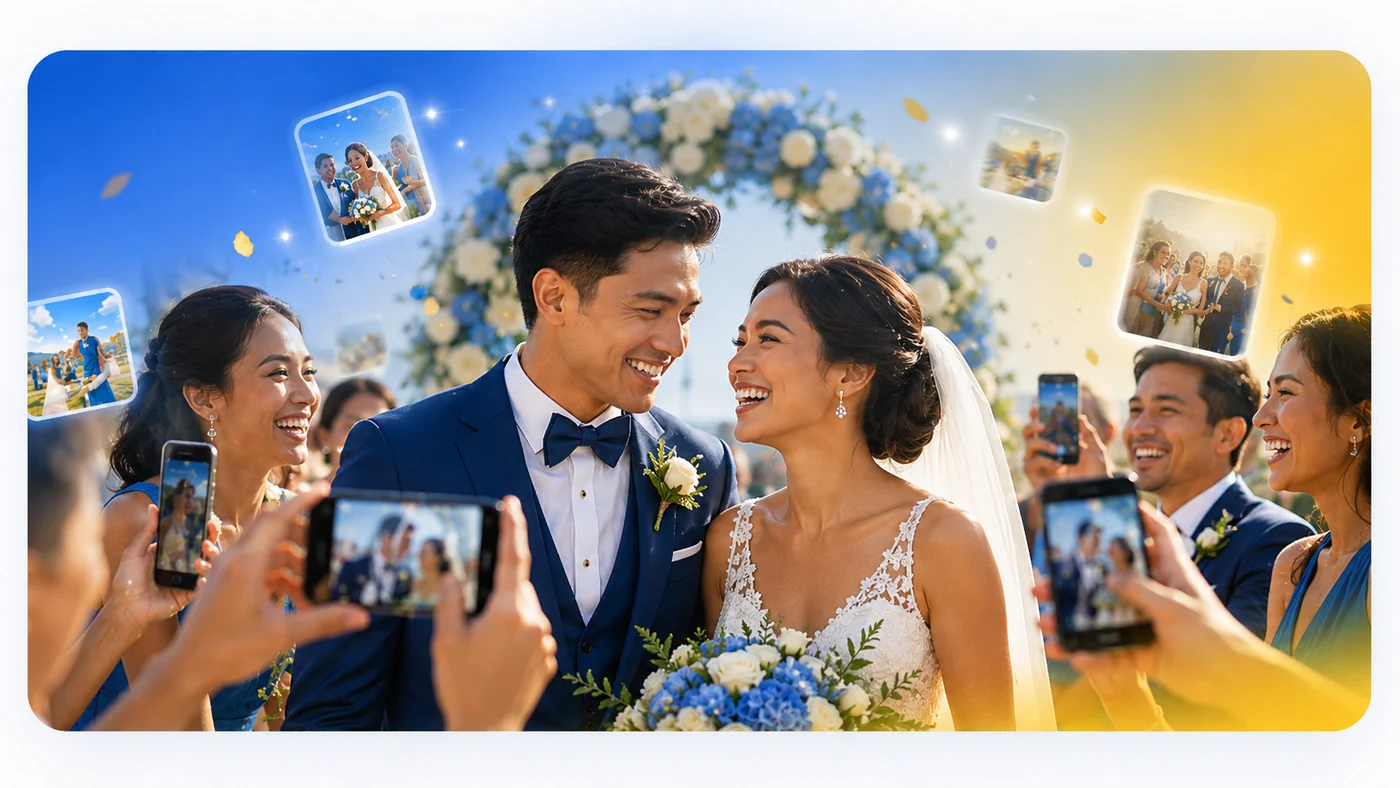 Wedding event photo sharing preview